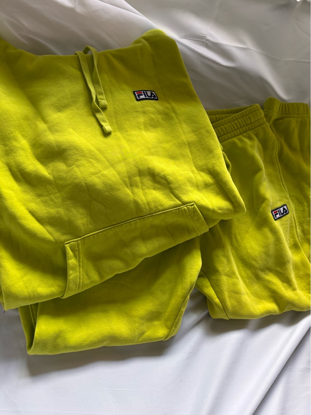 FILA Neon Lime Green Sweatpants & Hoodie tracksuit set